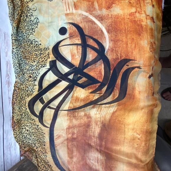 Malik 100% Silk Scarf Hand Stitched Rolled Edges Rectangle Fall Orange Malik - Picture 10 of 16
